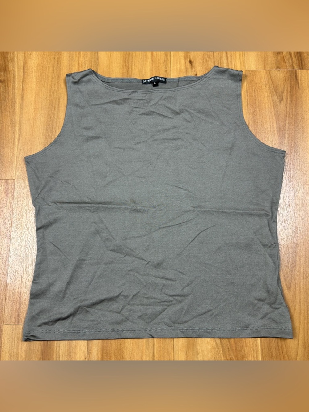 A’Nue Ligne Gray Sleeveless Tank Top Stretch Basic Casual‎ Size L USA